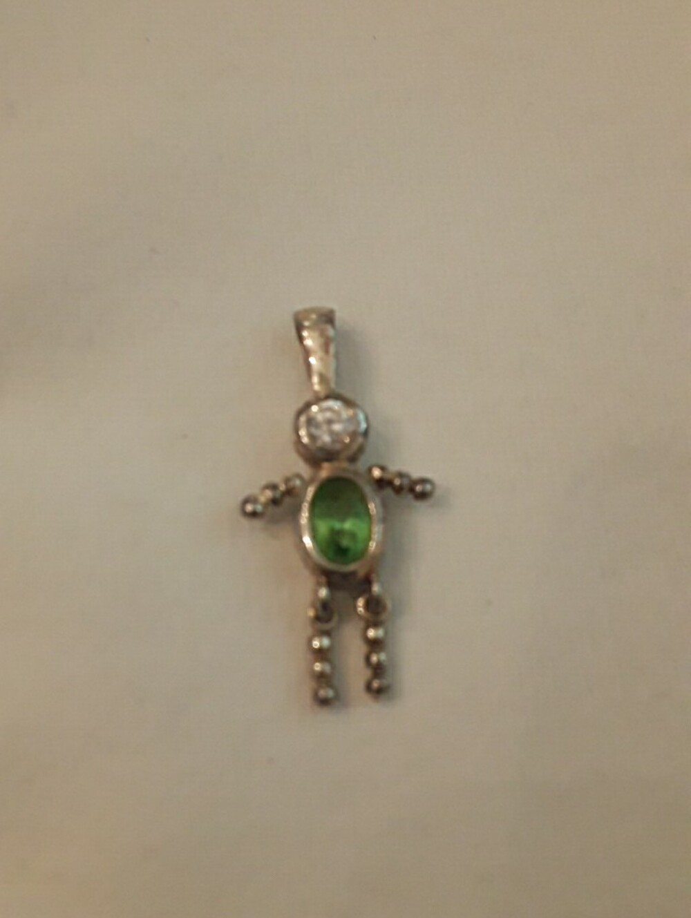 Birthday kidding pendant 925 silver  light green